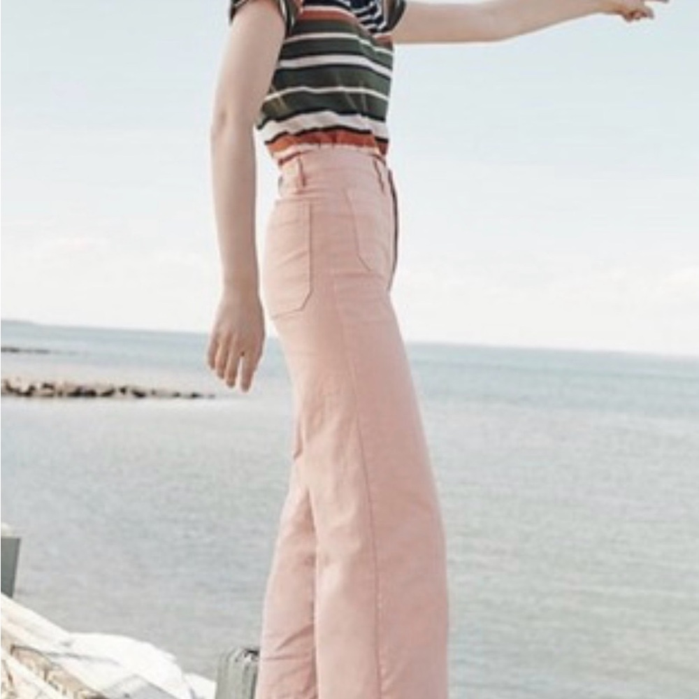 Point Sur J Crew light Pink Wide-Leg Crop Pants
